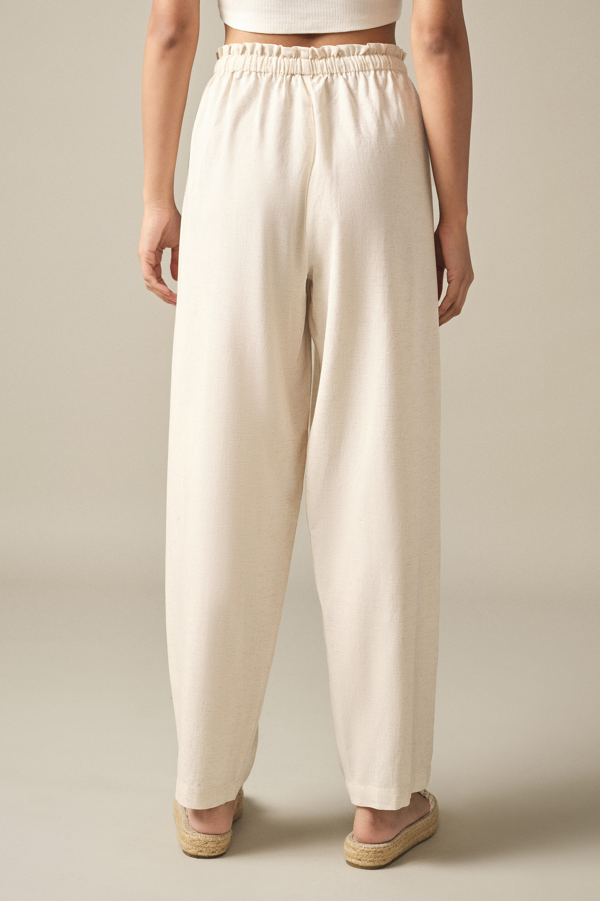 High-waist Drawstring Pants in Natural, Natural, image 4
